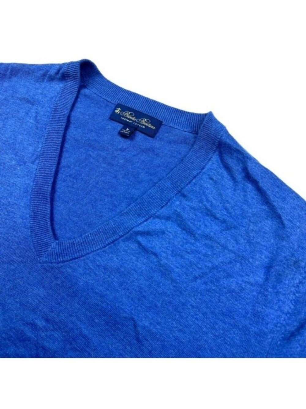 Brooks Brothers Men's Supima L/S Cotton V-Neck Sweater Blue • Medium